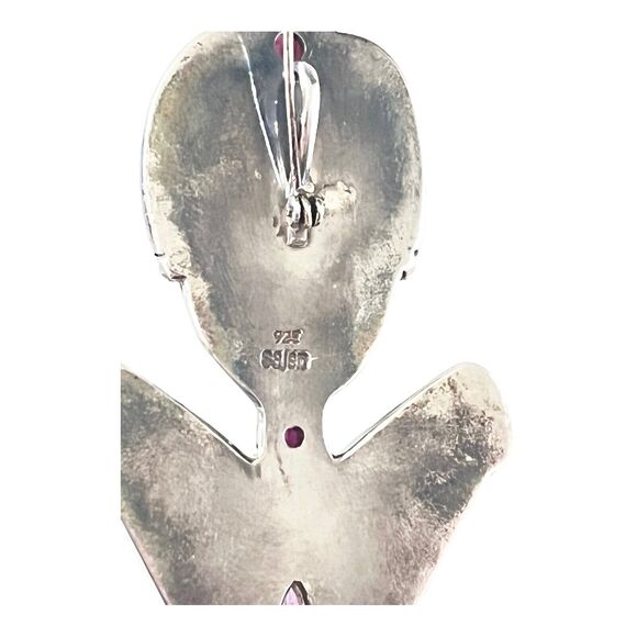 925 Silver Sajen Goddess Face BROOCH PIN PENDANT Onyx Ruby Rhodolite Garnet Gems - Picture 4 of 7